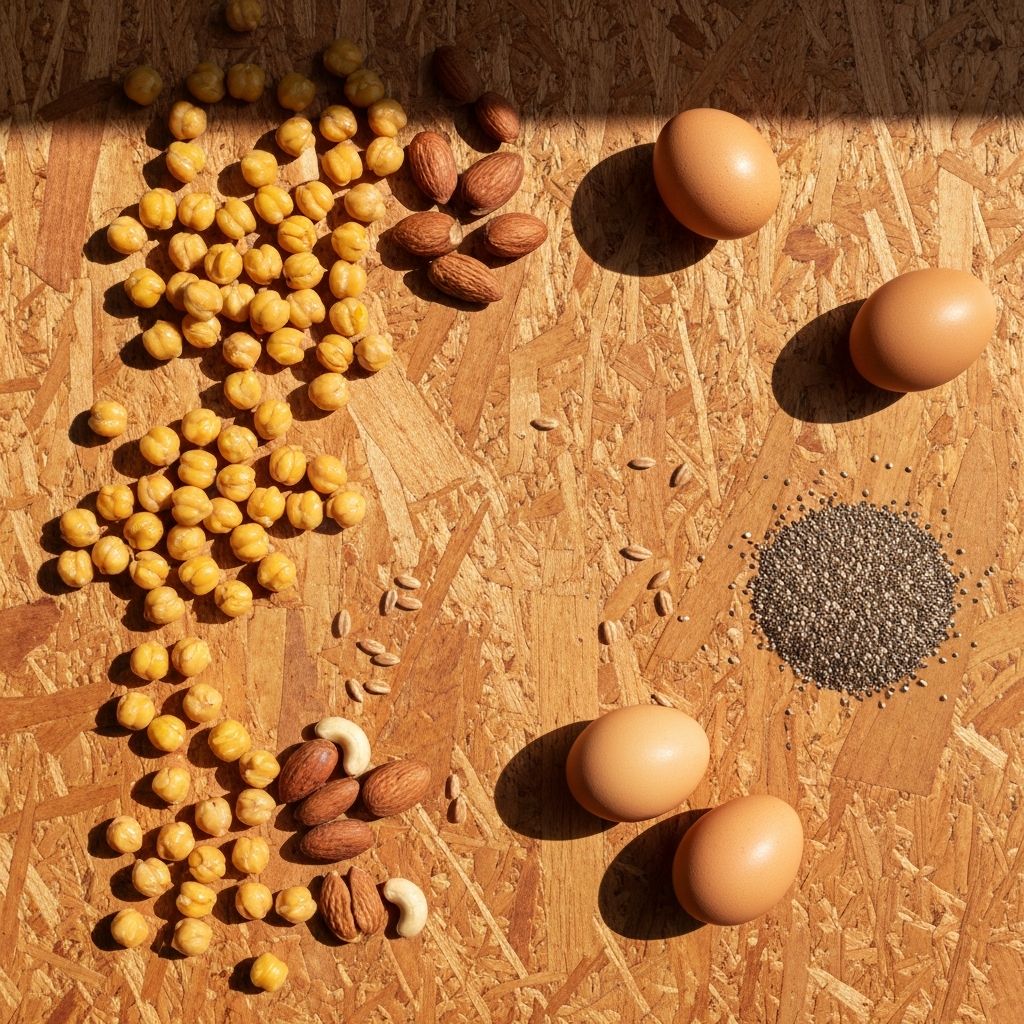 Proteiineja sisältävät elintarvikkeet - munat, kala, pähkinät ja pavut